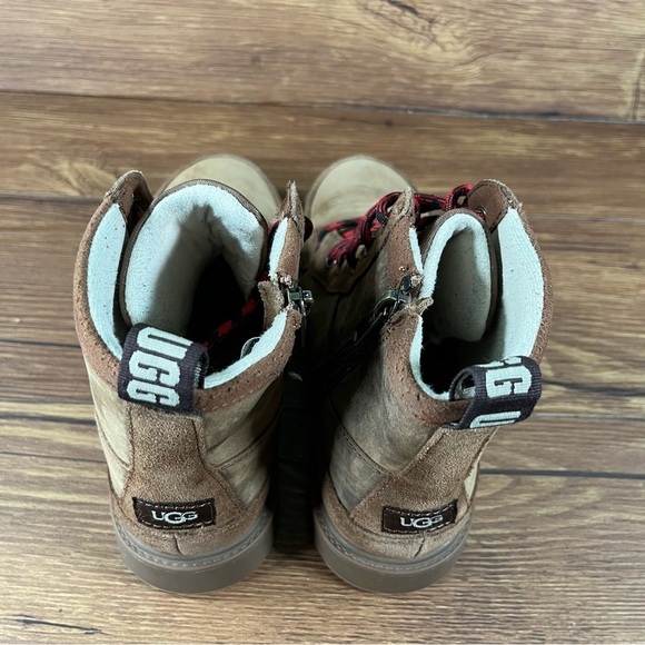 UGG Robley Brown Leather Lace Up Boots Size 4Y Shoes - Picture 5 of 10